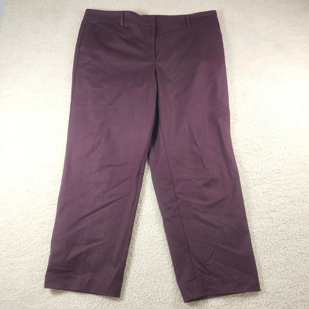 LOFT Riviera Slim Pant Trousers Women 16 Plum Straight Leg Office Dark Academia